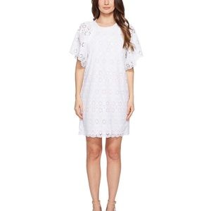 kate spade Eyelet Blouson Sleeve White Cotton Dress